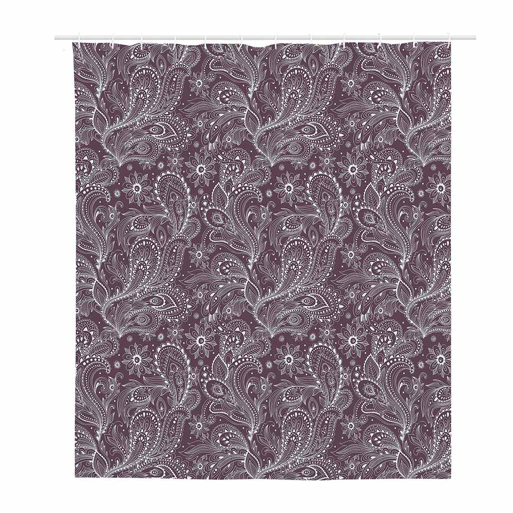 Umber Floral Bohemian Pattern Print Polyester Shower Curtain