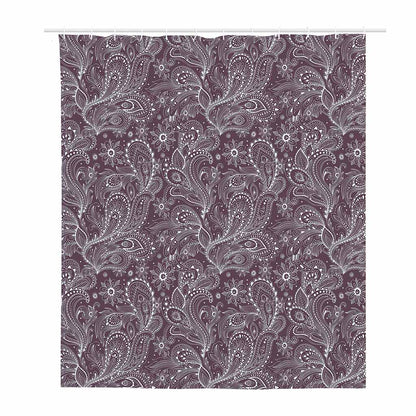 Umber Floral Bohemian Pattern Print Polyester Shower Curtain