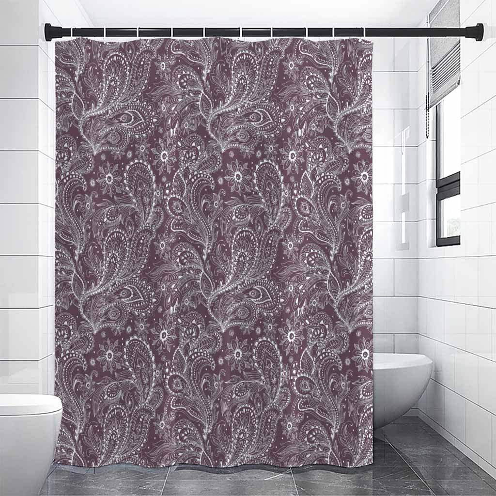Umber Floral Bohemian Pattern Print Premium Shower Curtain