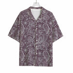 Umber Floral Bohemian Pattern Print Rayon Hawaiian Shirt