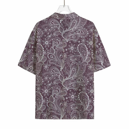 Umber Floral Bohemian Pattern Print Rayon Hawaiian Shirt
