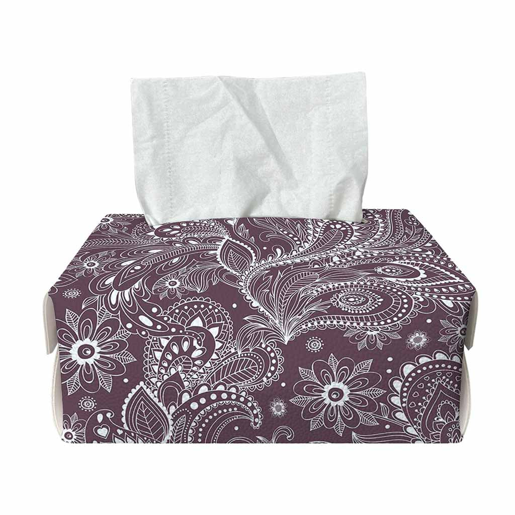 Umber Floral Bohemian Pattern Print Rectangle Tissue Box Cover