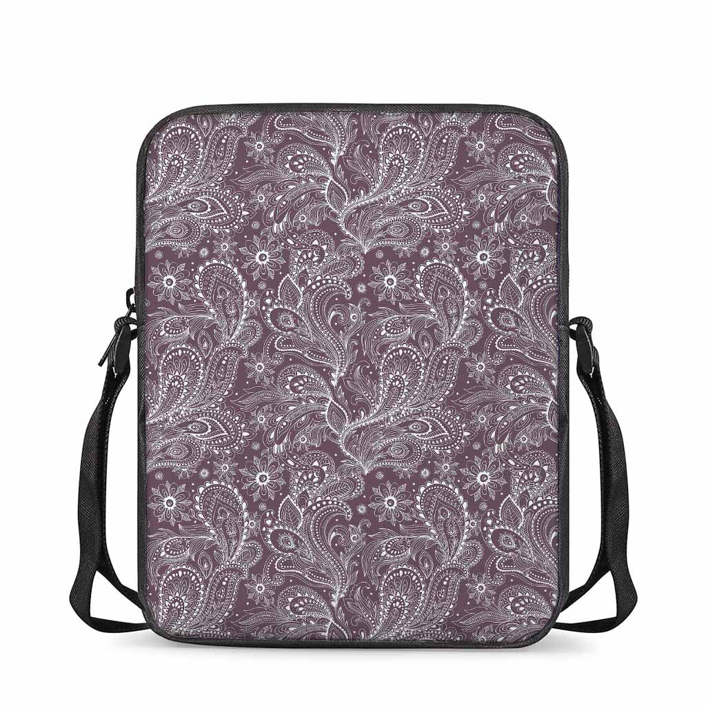 Umber Floral Bohemian Pattern Print Rectangular Crossbody Bag