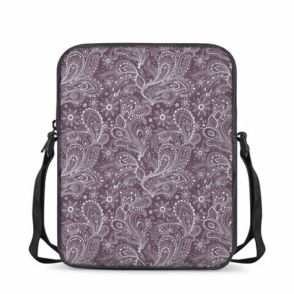 Umber Floral Bohemian Pattern Print Rectangular Crossbody Bag