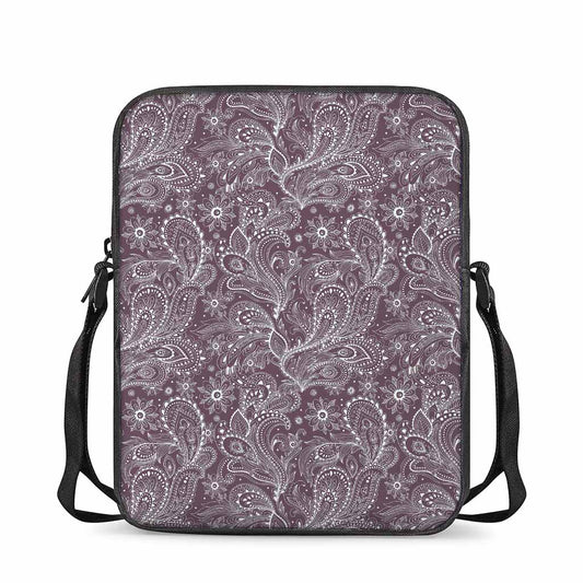 Umber Floral Bohemian Pattern Print Rectangular Crossbody Bag