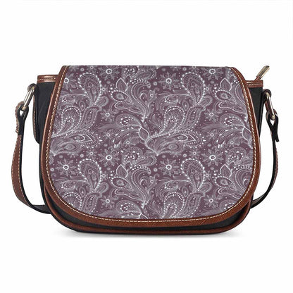 Umber Floral Bohemian Pattern Print Saddle Bag