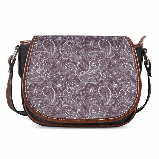 Umber Floral Bohemian Pattern Print Saddle Bag