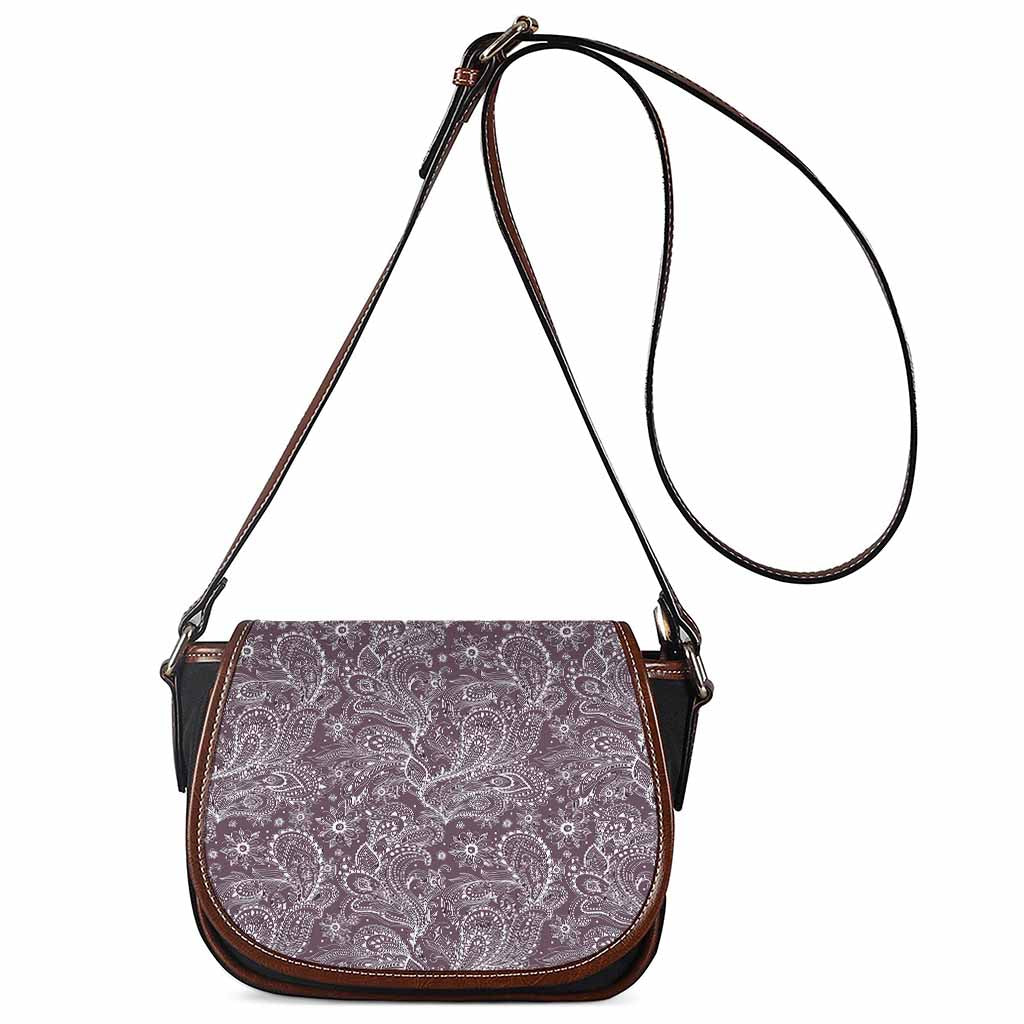 Umber Floral Bohemian Pattern Print Saddle Bag
