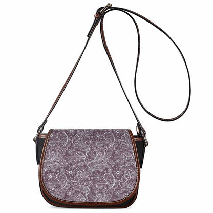 Umber Floral Bohemian Pattern Print Saddle Bag