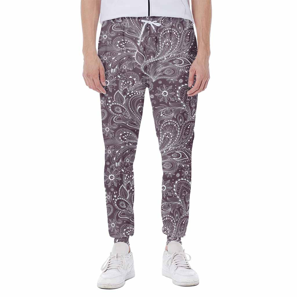 Umber Floral Bohemian Pattern Print Scuba Joggers