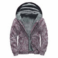 Umber Floral Bohemian Pattern Print Sherpa Lined Zip Up Hoodie