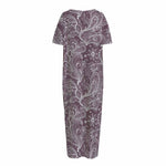 Umber Floral Bohemian Pattern Print Short Sleeve Long Nightdress