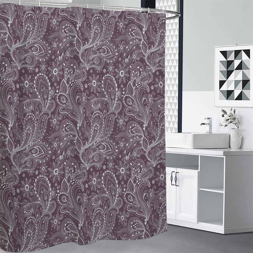 Umber Floral Bohemian Pattern Print Shower Curtain
