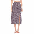 Umber Floral Bohemian Pattern Print Side Slit Midi Skirt