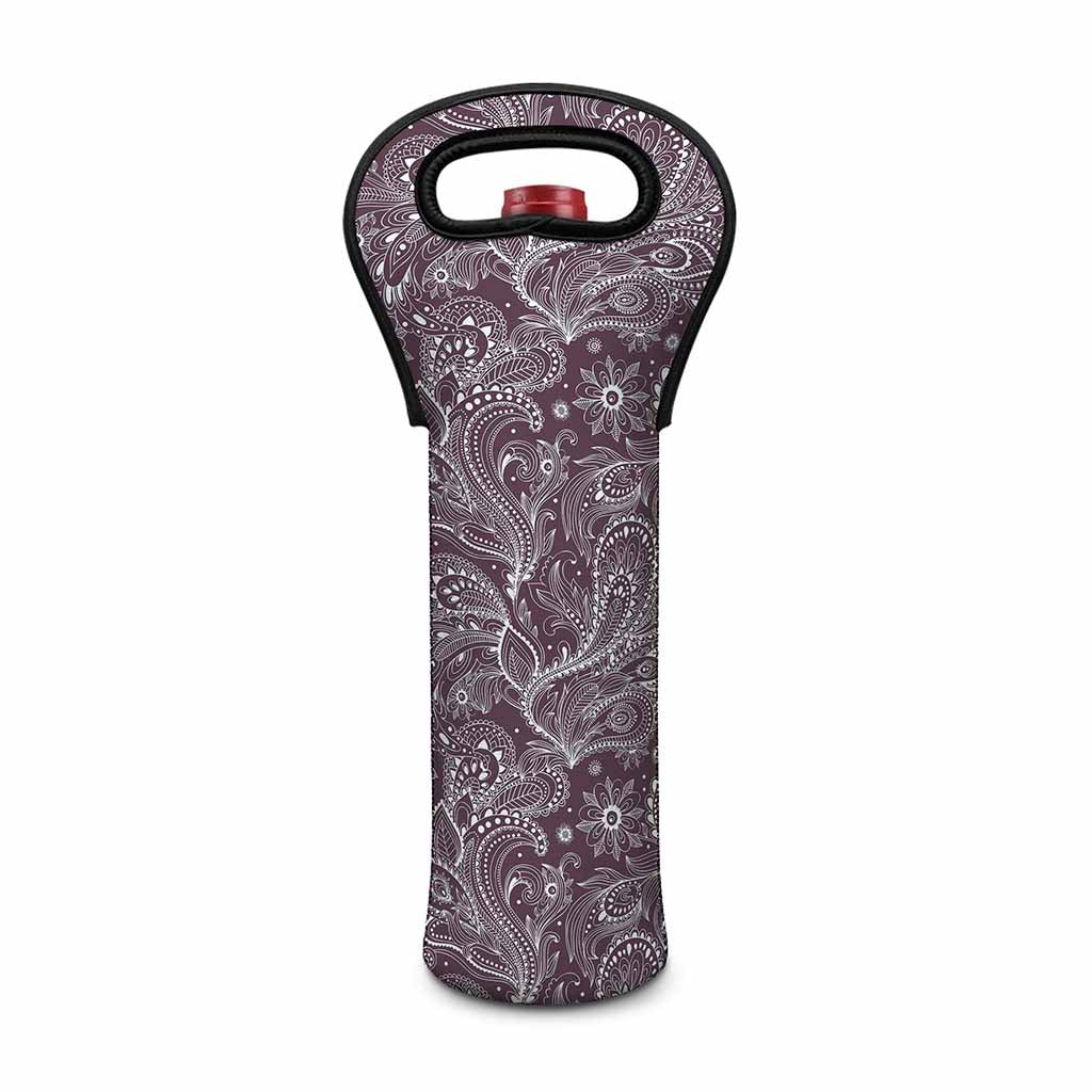 Umber Floral Bohemian Pattern Print Single Neoprene Wine Tote