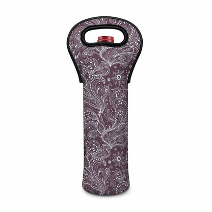 Umber Floral Bohemian Pattern Print Single Neoprene Wine Tote