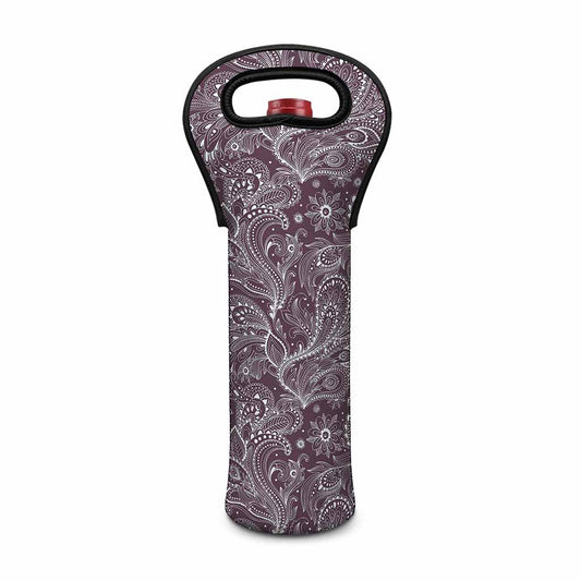 Umber Floral Bohemian Pattern Print Single Neoprene Wine Tote
