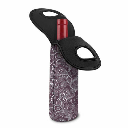Umber Floral Bohemian Pattern Print Single Neoprene Wine Tote