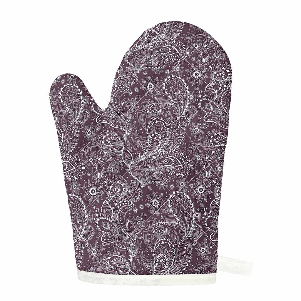 Umber Floral Bohemian Pattern Print Single Oven Mitt