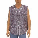 Umber Floral Bohemian Pattern Print Sleeveless Baseball Jersey