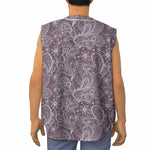 Umber Floral Bohemian Pattern Print Sleeveless Baseball Jersey