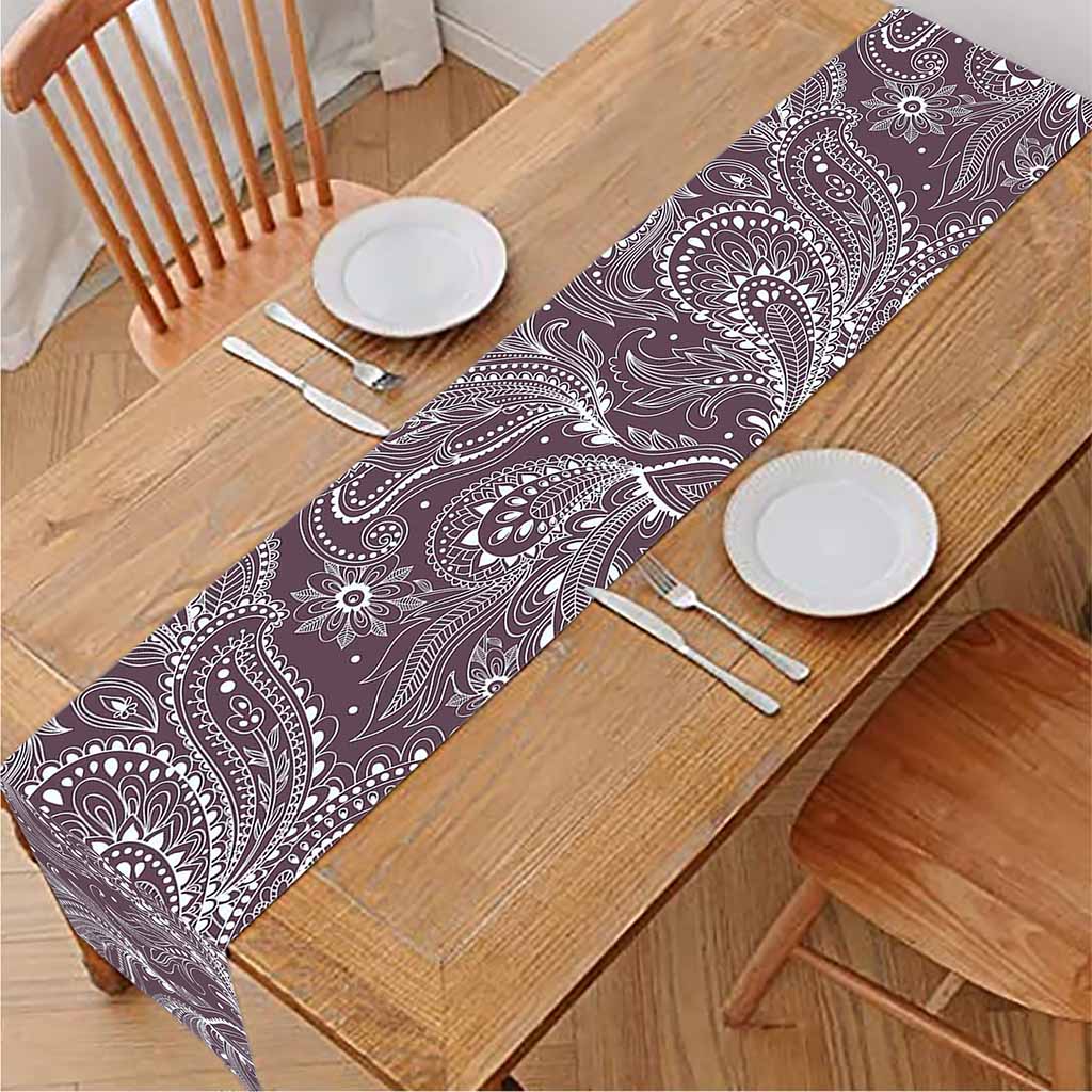 Umber Floral Bohemian Pattern Print Table Runner