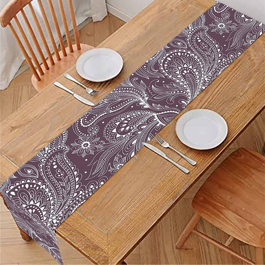 Umber Floral Bohemian Pattern Print Table Runner