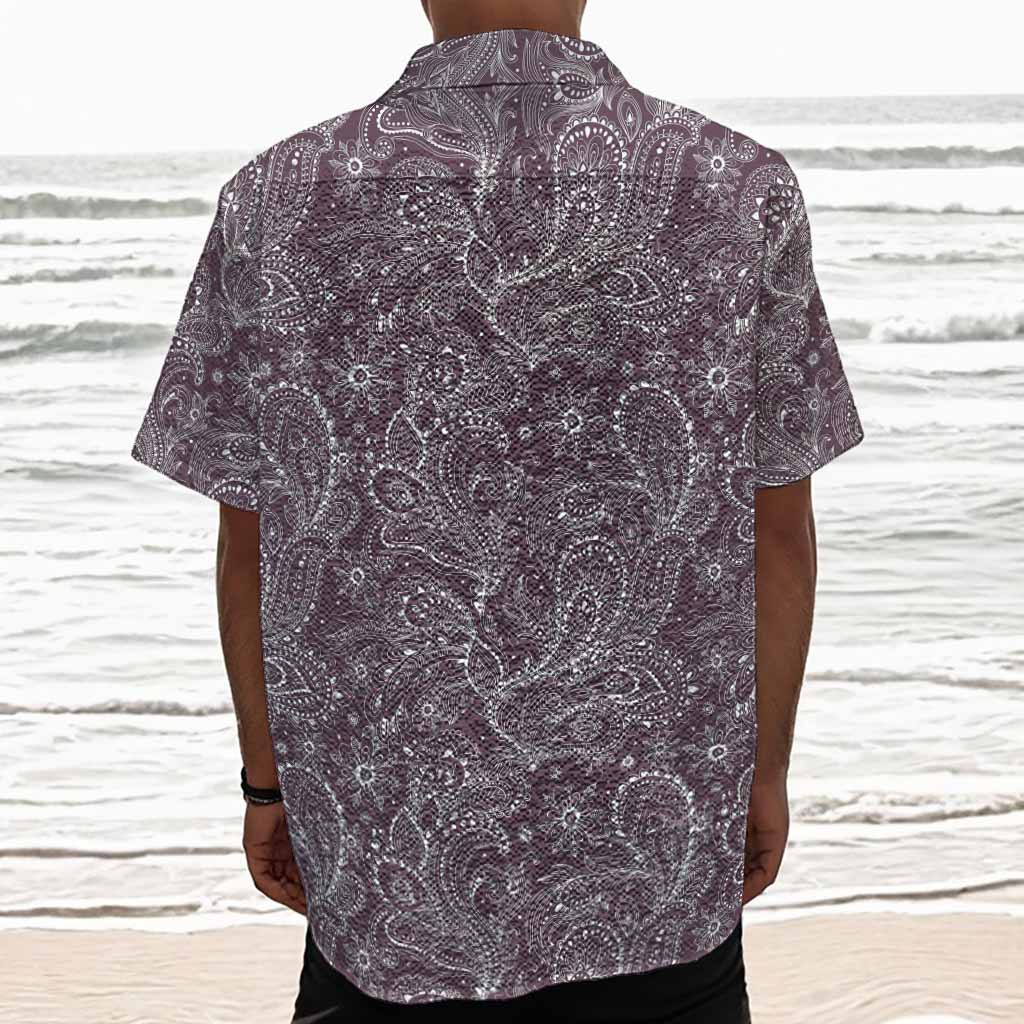 Umber Floral Bohemian Pattern Print Textured Short Sleeve Shirt
