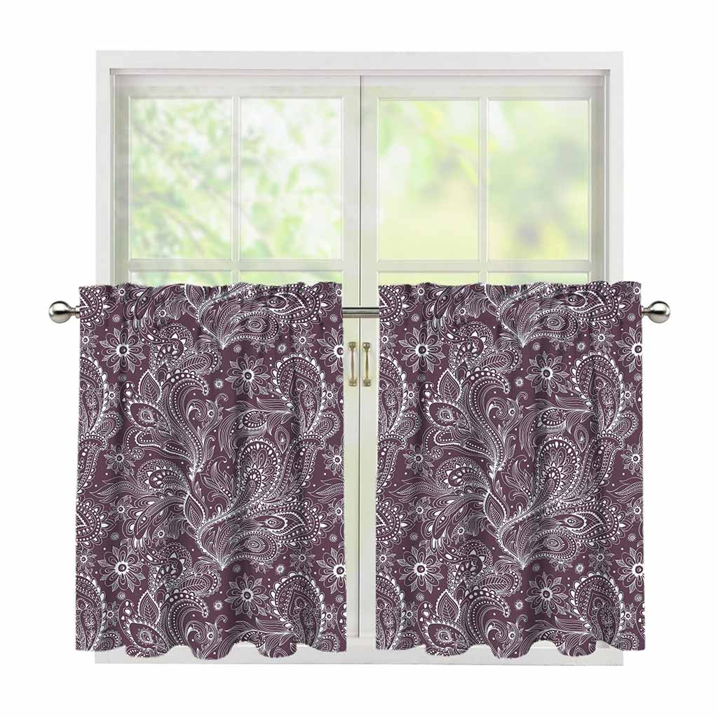 Umber Floral Bohemian Pattern Print Tier Curtains