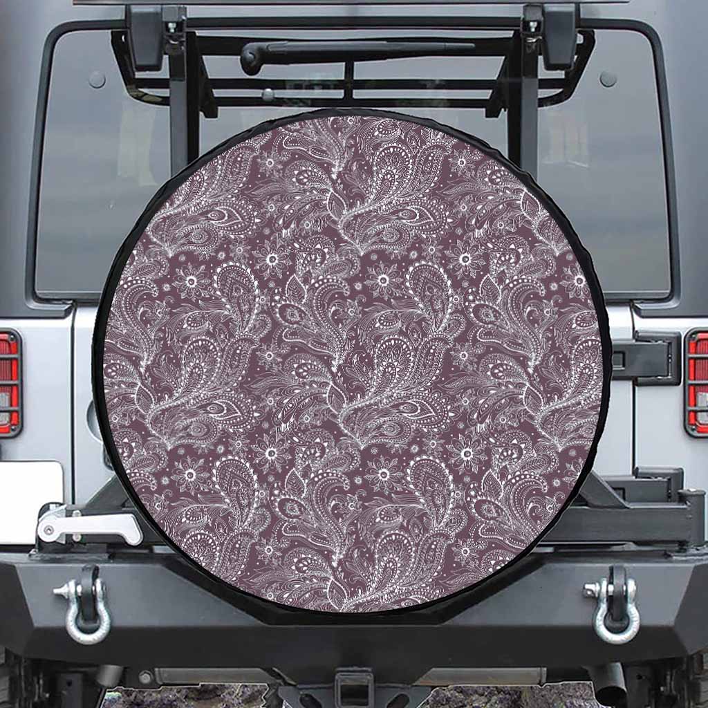 Umber Floral Bohemian Pattern Print Tire Cover