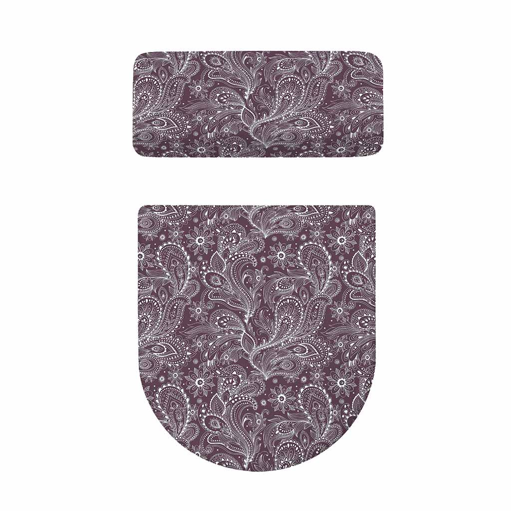 Umber Floral Bohemian Pattern Print Toilet Lid And Tank Cover Set