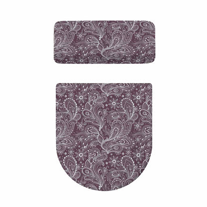 Umber Floral Bohemian Pattern Print Toilet Lid And Tank Cover Set