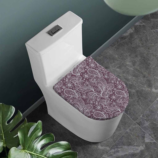 Umber Floral Bohemian Pattern Print Toilet Lid Cover