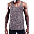 Umber Floral Bohemian Pattern Print Men's Workout Tank Top