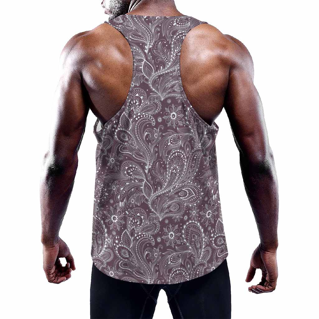 Umber Floral Bohemian Pattern Print Training Tank Top
