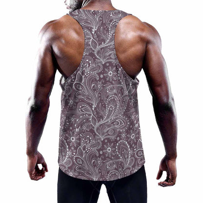 Umber Floral Bohemian Pattern Print Training Tank Top