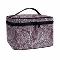 Umber Floral Bohemian Pattern Print Travel Makeup Bag