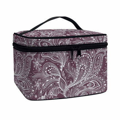 Umber Floral Bohemian Pattern Print Travel Makeup Bag