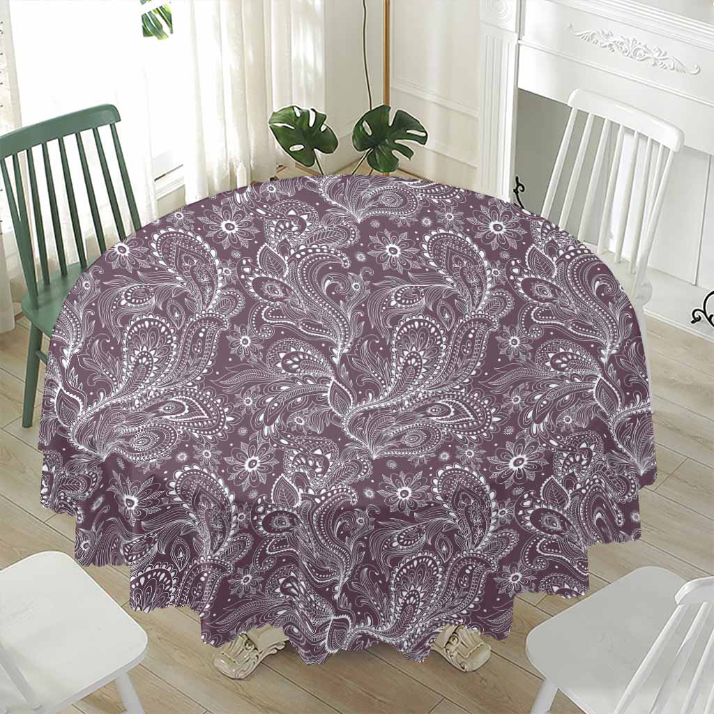 Umber Floral Bohemian Pattern Print Waterproof Round Tablecloth