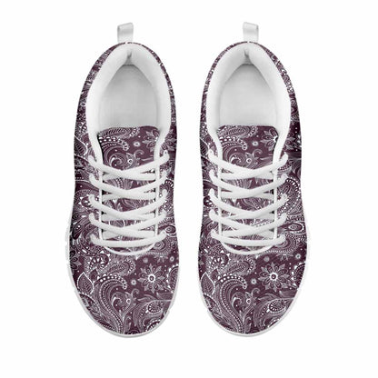 Umber Floral Bohemian Pattern Print White Running Shoes