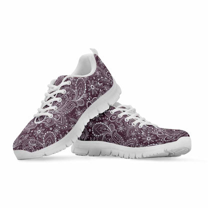 Umber Floral Bohemian Pattern Print White Running Shoes