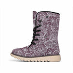 Umber Floral Bohemian Pattern Print Winter Boots