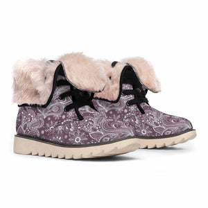 Umber Floral Bohemian Pattern Print Winter Boots