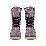 Umber Floral Bohemian Pattern Print Winter Boots