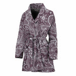 Umber Floral Bohemian Pattern Print Women's Bathrobe