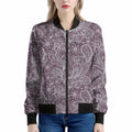 Umber Floral Bohemian Pattern Print Women's Bomber Jacket