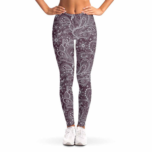 Umber Floral Bohemian Pattern Print Women's Leggings
