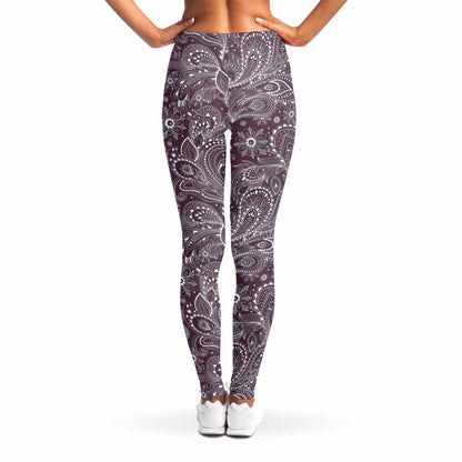 Umber Floral Bohemian Pattern Print Women's Leggings