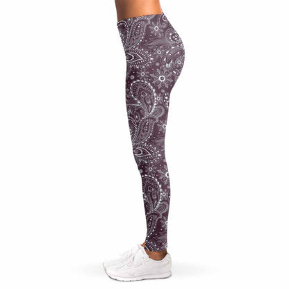 Umber Floral Bohemian Pattern Print Women's Leggings