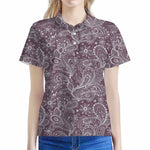 Umber Floral Bohemian Pattern Print Women's Polo Shirt